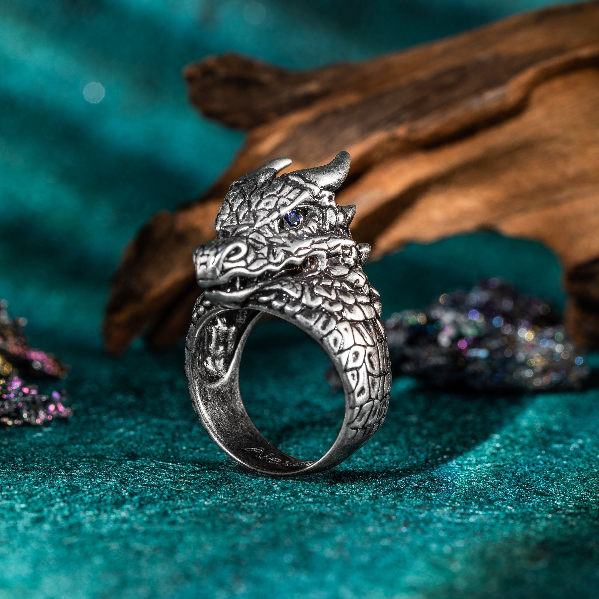 Gothic Dragon Ring für Männer - personalisierbar