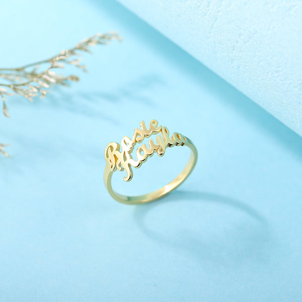 Personalisierter Ring mit zwei Namen – Gold Plated Silver 925, 5