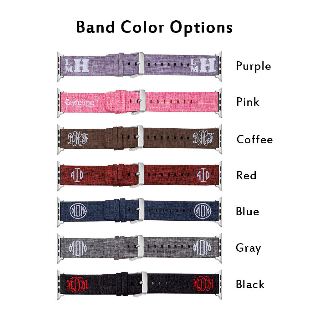 Armband für Apple Watch personalisiert – Farbe schwarz; grau; lila; blau; rot; braun; rosa, Black