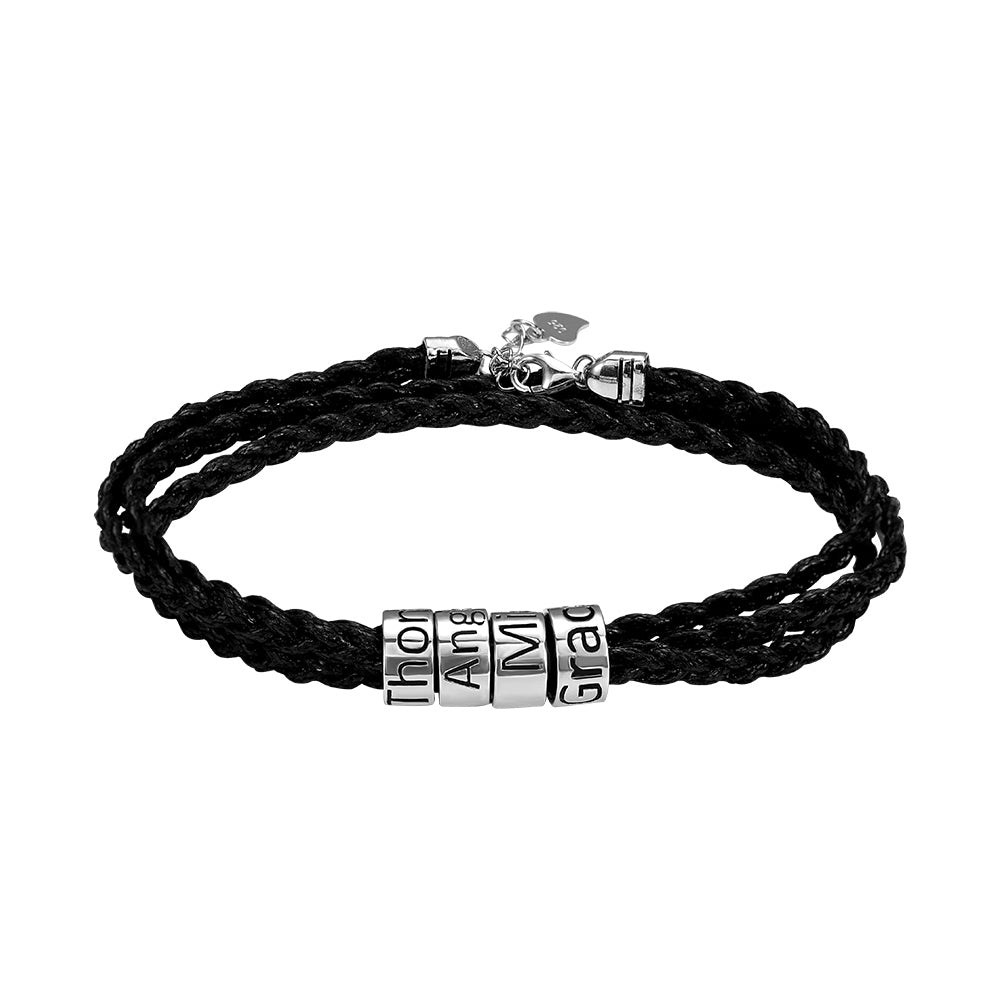 Armband für Männer mit personalisierbaren Ringen, Silber – 1 Bead