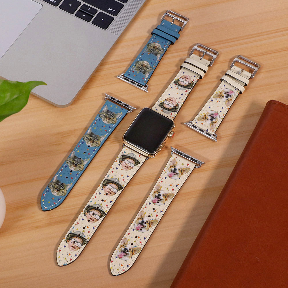 Personalisiertes Foto-Lederarmband für Apple Watch – Dark Blue, 38/40MM