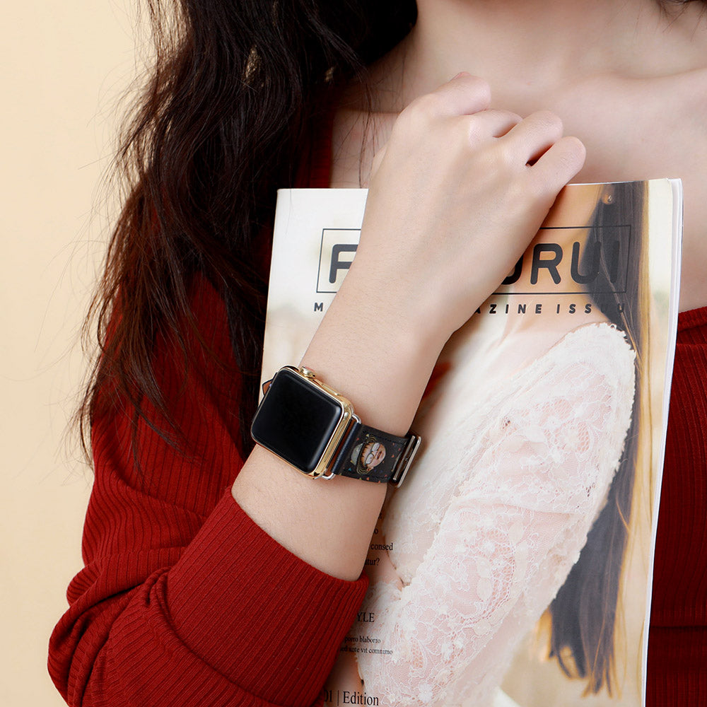 Personalisiertes Foto-Lederarmband für Apple Watch – Gray Brown, 38/40MM