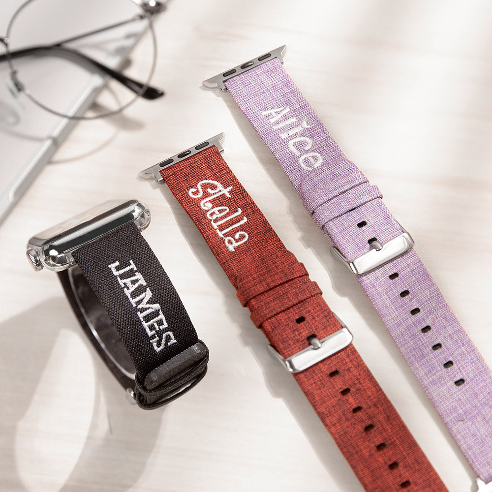 Apple Watch Band mit Namen – Farbe schwarz; blau; grau; rosa; beige; braun; rot, Black
