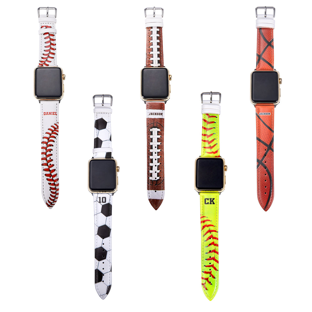 Personalisiertes Sport-Lederarmband für Apple Watch – Baseball, 38\40MM