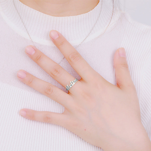 Ring mit Name - 925 Sterling Silver – Platinum Plated Silver 925