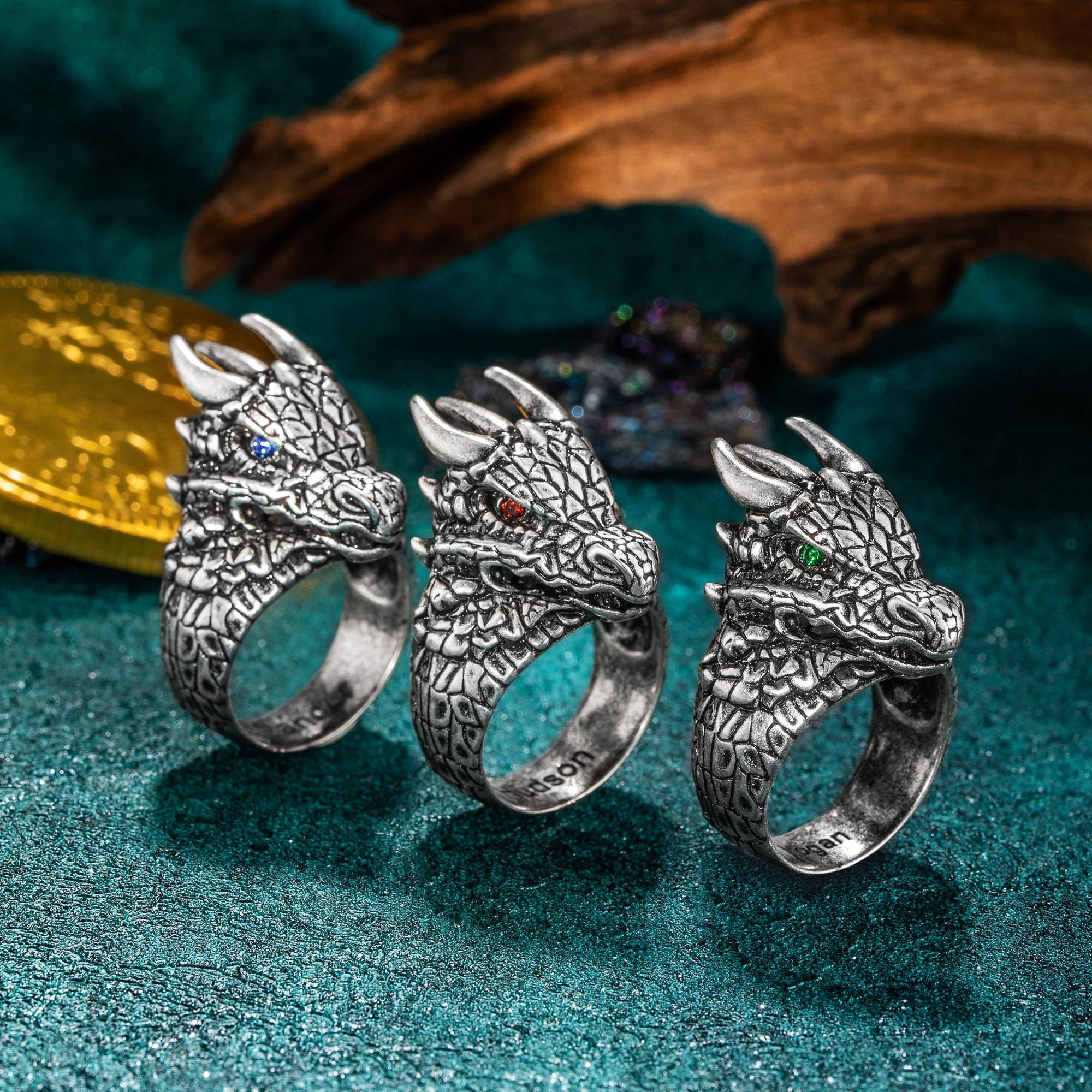 Gothic Dragon Ring für Männer - personalisierbar