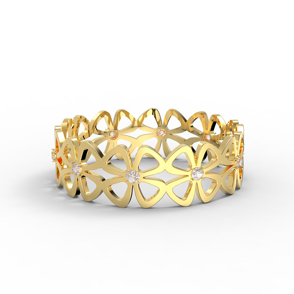 Personalisierter Glücksring Kleeblatt mit Zirkonia – 18K Gold Plated Silver 925, 5