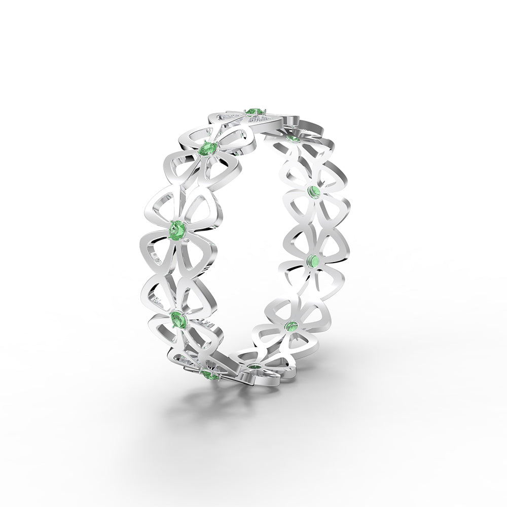 Personalisierter Glücksring Kleeblatt mit Zirkonia