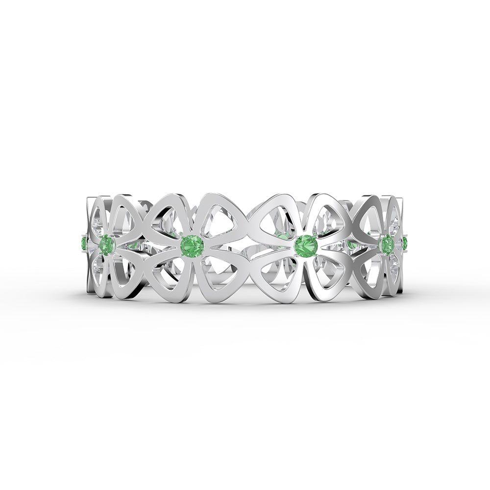 Personalisierter Glücksring Kleeblatt mit Zirkonia
