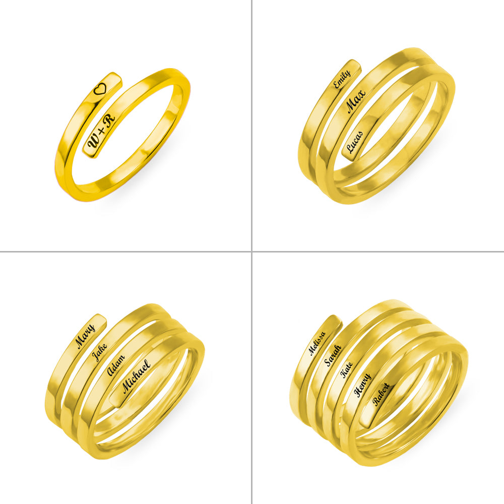 Namensring, z.B. 18K Vergoldetes Sterling Silver 925 – 2 Names