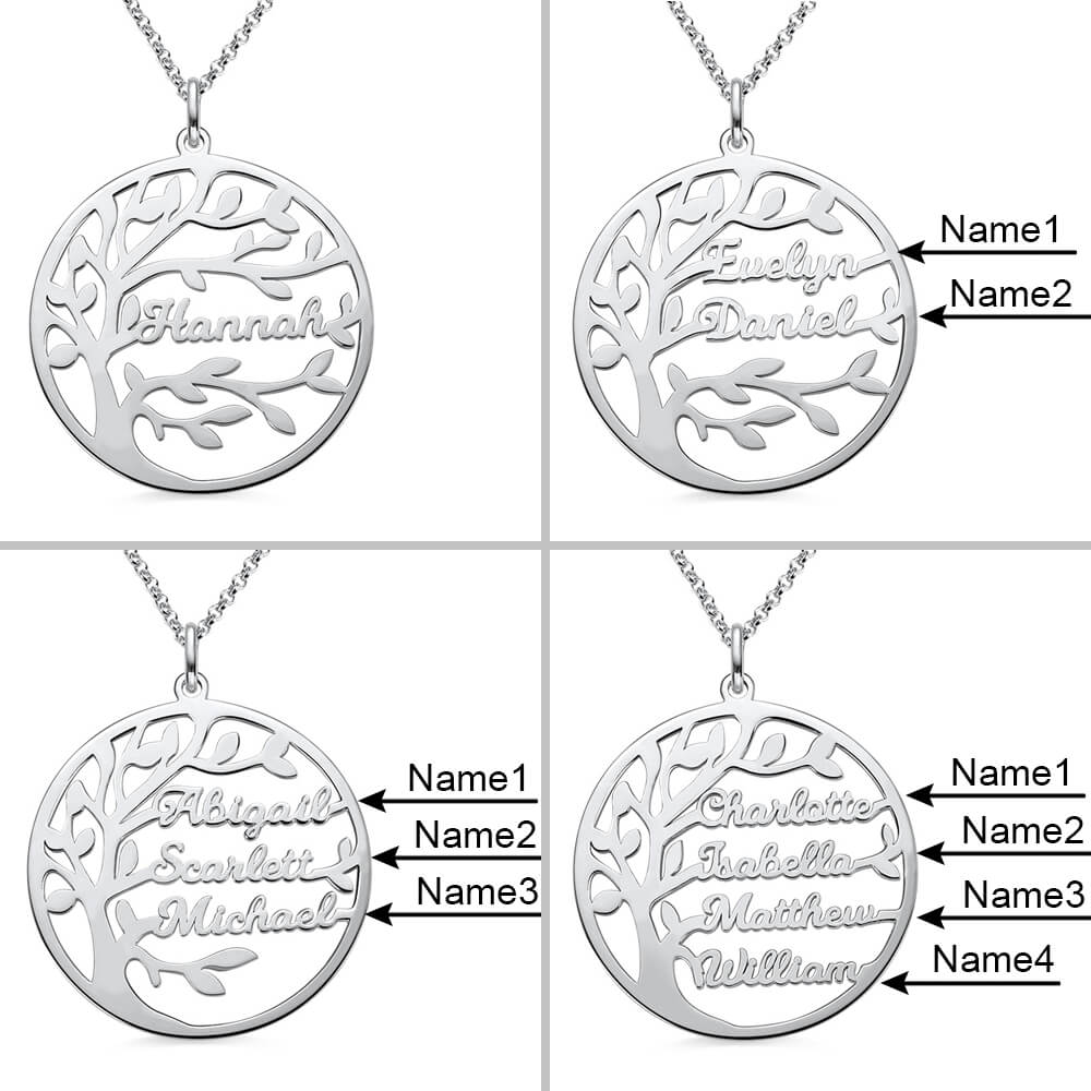 Halskette Stammbaum, Namen personalisierbar – 18K Gold Plated Silver 925, 1 Name